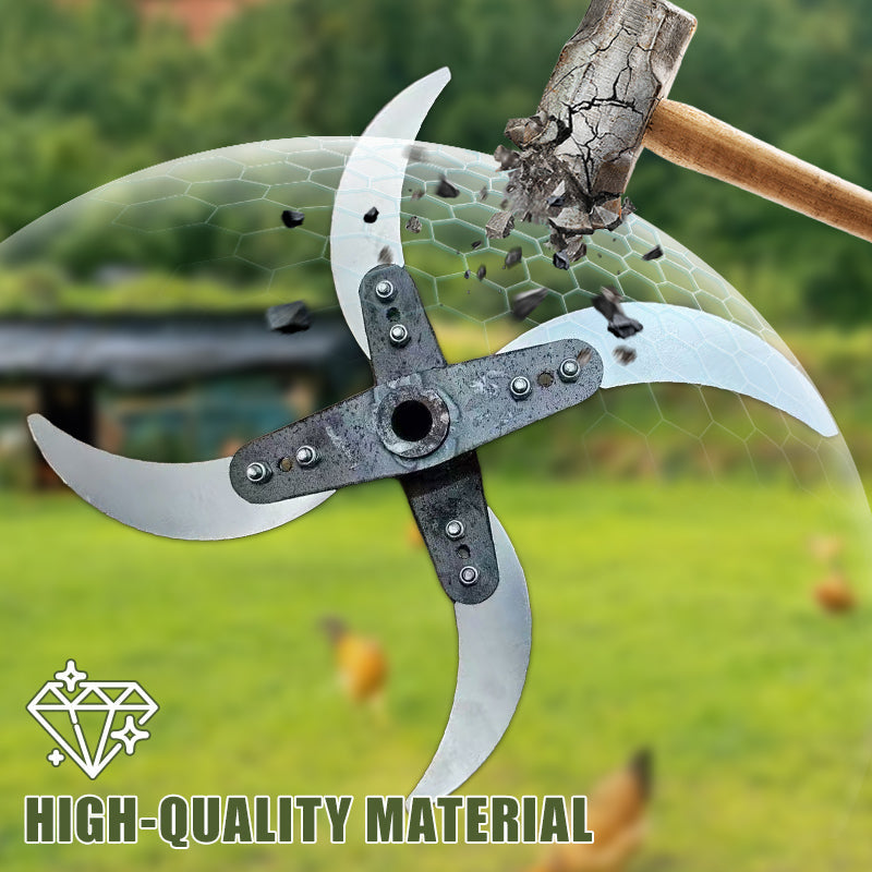 📢📢50% de réduction ! 🔪 Lame de coupe 4 lames pour déchiqueteuse d’herbe – Diamètre ajustable (25-26 cm), acier anti-rouille, installation universelle ! 🌿🚜