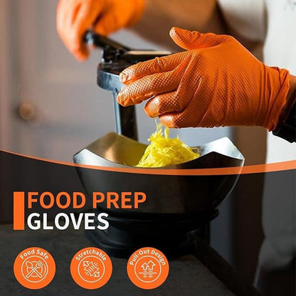 (50 paires)🔥🔥Gants jetables en nitrile avec renfort à motif losange, gants de protection industriels
