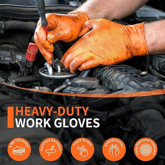(50 paires)🔥🔥Gants jetables en nitrile avec renfort à motif losange, gants de protection industriels