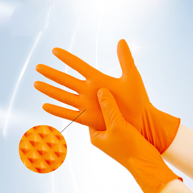 (50 paires)🔥🔥Gants jetables en nitrile avec renfort à motif losange, gants de protection industriels