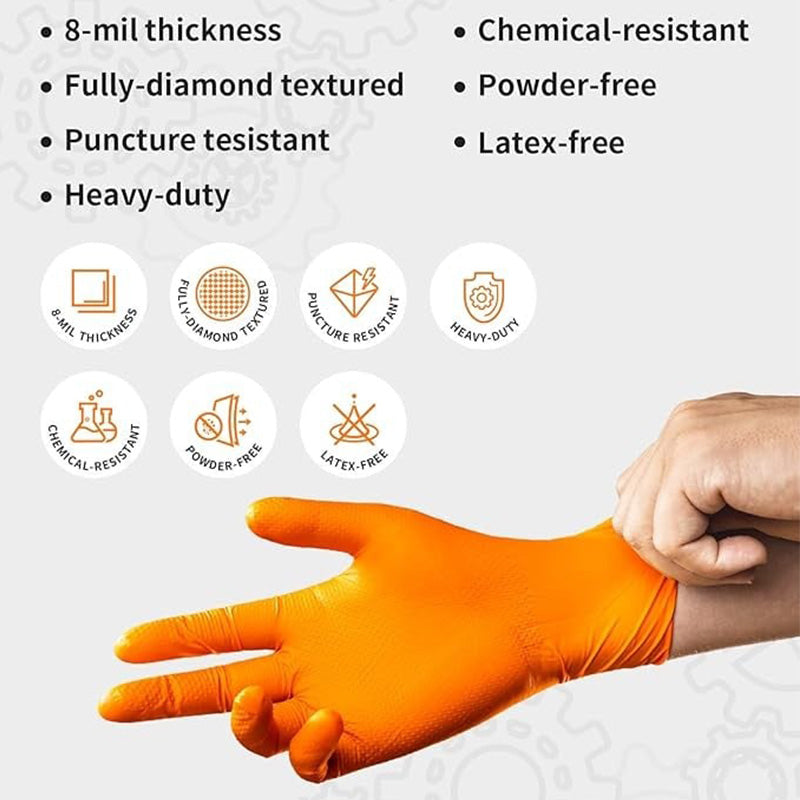 (50 paires)🔥🔥Gants jetables en nitrile avec renfort à motif losange, gants de protection industriels