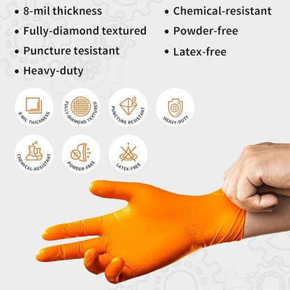 (50 paires)🔥🔥Gants jetables en nitrile avec renfort à motif losange, gants de protection industriels