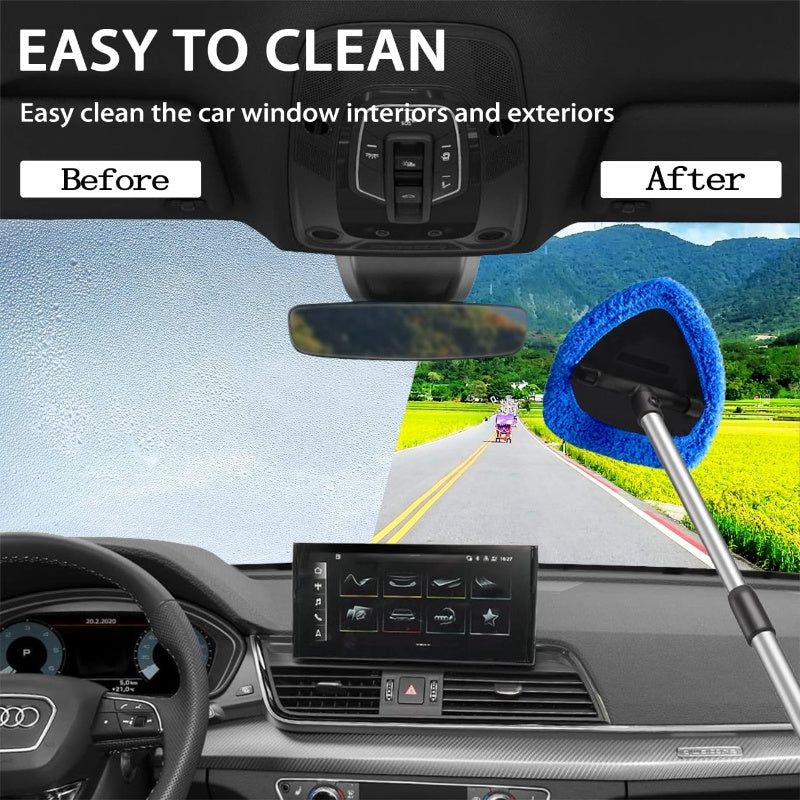 Kit d’Outil de Nettoyage pour Pare-Brise de Voiture – Extensible & Rotatif à 180°