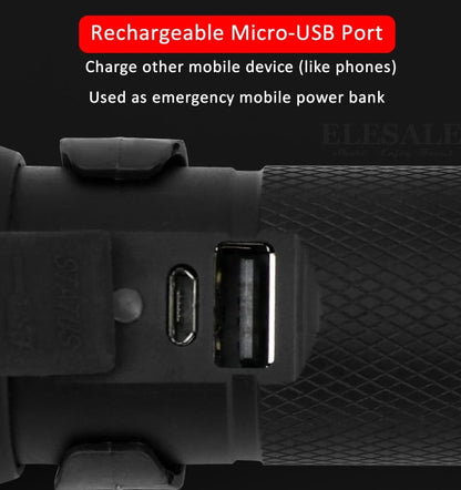 Lampe de poche tactique multifonction à énergie solaire 10 en 1