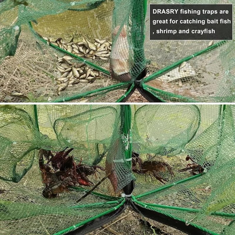 Filet de pêche renforcé auto-pliable