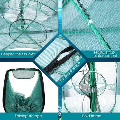 Filet de pêche renforcé auto-pliable