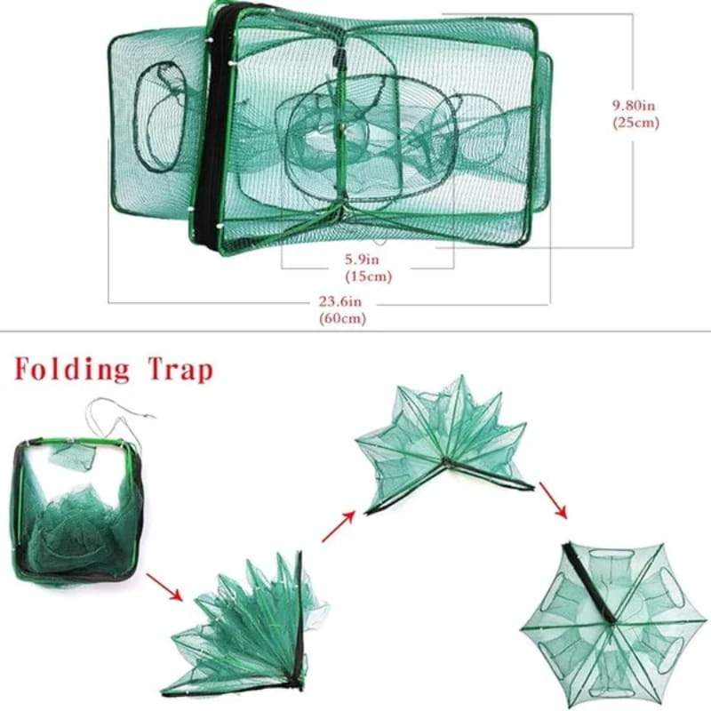 Filet de pêche renforcé auto-pliable