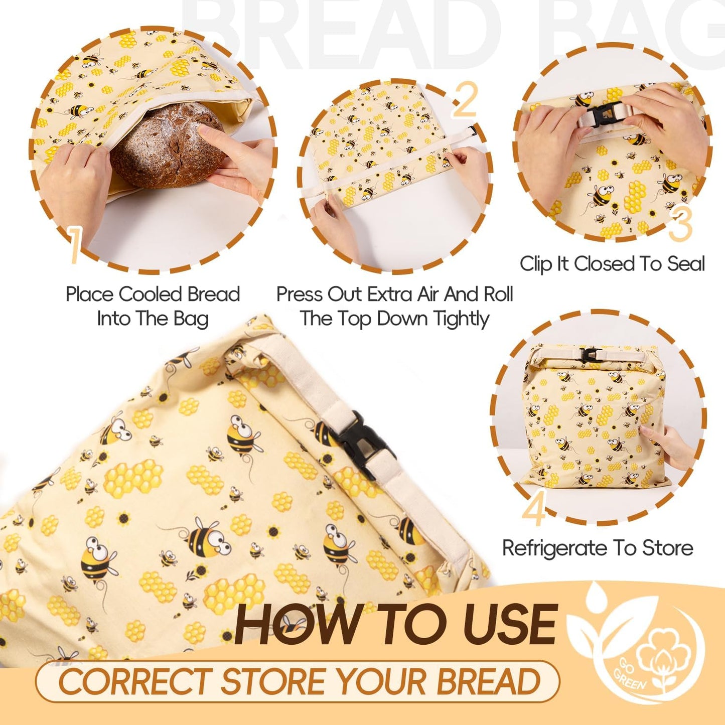 Sac à Pain en Cire d'Abeille Réutilisable pour Pain au Levain Fait Maison